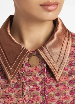 Outlet St. John Bonded Slub Wool Tweed Jacket Mulberry/Deep Magenta Multi