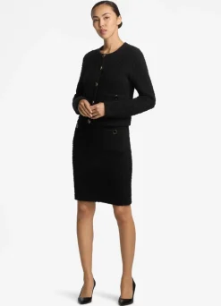 St. John Boucle Twill Skirt with Pockets Black