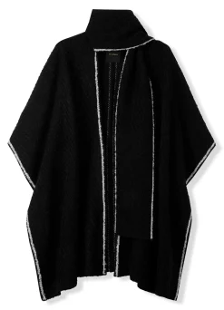 Outlet St. John Boucle Twill Wrap Black/Ecru