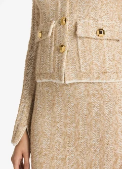 Hot St. John Chevron Slub Knit Jacket Light Gray Multi