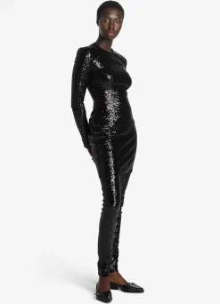 Discount St. John Crushed Sequin Jersey Legging Black