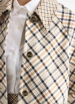 Hot St. John Double Face Check Jacket Stone Multi