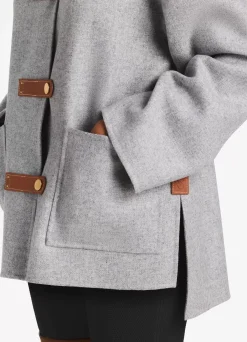 Discount St. John Double Face Wool and Cashmere Blend Tab Front Jacket Heather Gray