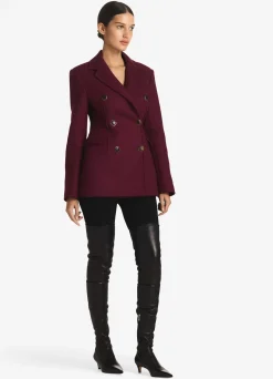 Online St. John Double-Face Wool and Cashmere Blend Jacket Mulberry