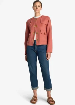 Sale St. John Doubleface Wool and Cashmere Blend Short Jacket Rouge