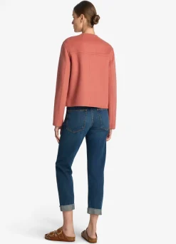 Sale St. John Doubleface Wool and Cashmere Blend Short Jacket Rouge