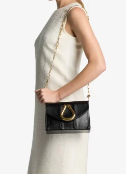 Best St. John Elaphe Water Snake Small Handbag Black