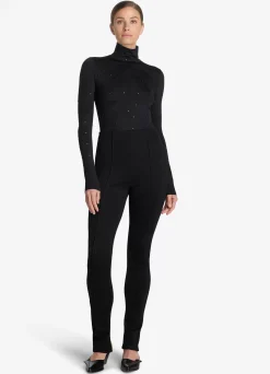 St. John Embellished Nuda Turtleneck Top Black