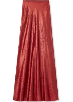 Best St. John Embossed Crocodile Satin Skirt Auburn