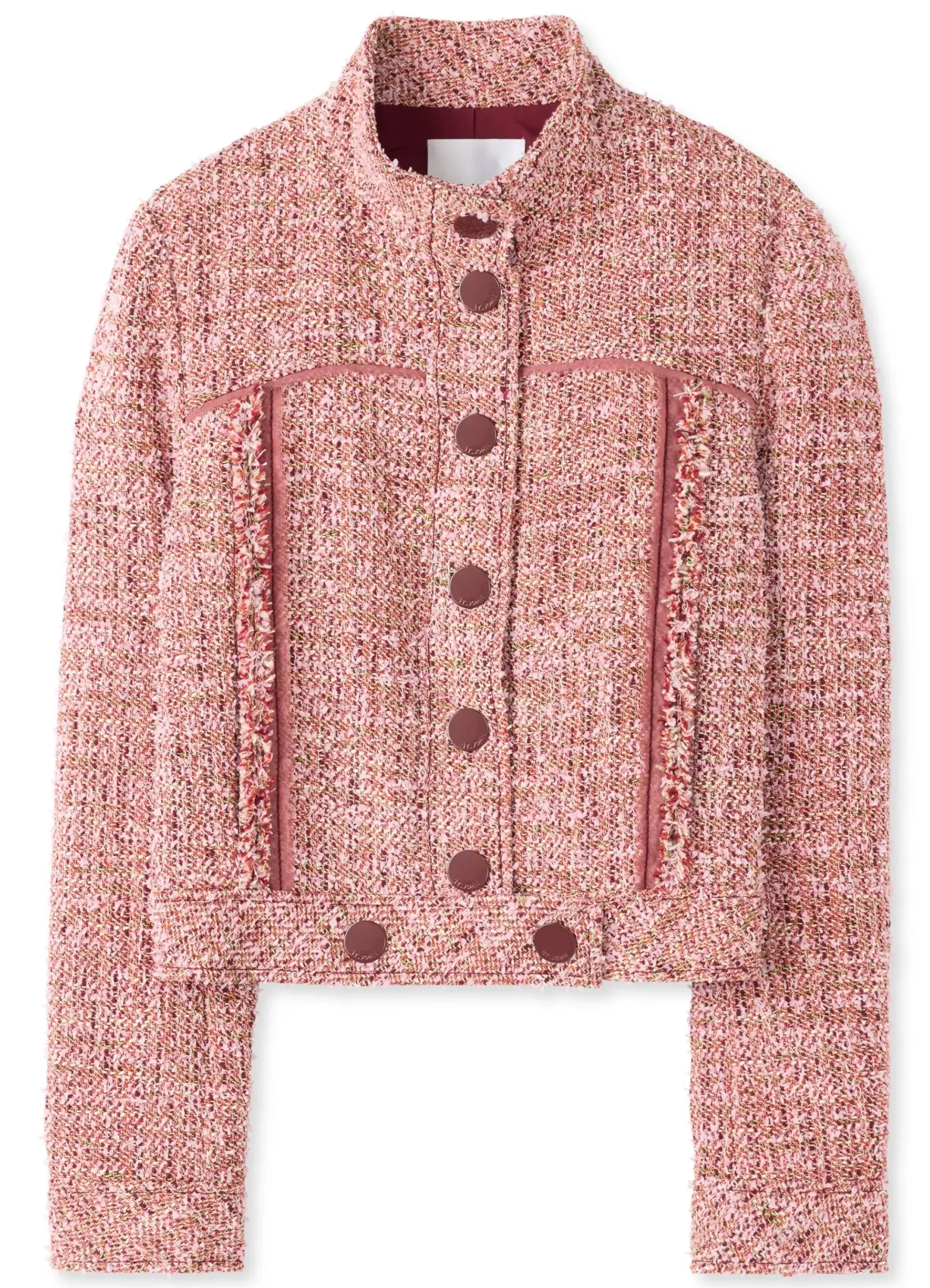Hot St. John Feather Weight Multicolor Eyelash Tweed Jacket Petal Pink/Cranberry Multi