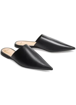 Best St. John Flat Leather Mule Black