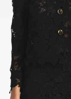 Outlet St. John Floral Guipure Lace Jacket Black