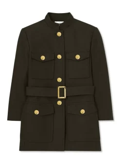 Discount St. John Gabardine Belted Jacket Dark Olive