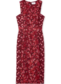 Best St. John Geo Botanical Jacquard Dress Cranberry Multi