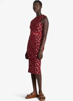 Best St. John Geo Botanical Jacquard Dress Cranberry Multi