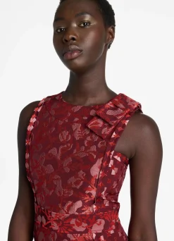 Best St. John Geo Botanical Jacquard Dress Cranberry Multi