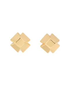 Sale St. John Geo Stud Earrings Gold