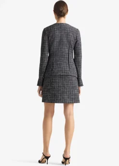 Clearance St. John Graphic Check Tweed Jacket Navy/Moss/Ecru