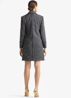 Clearance St. John Graphic Check Tweed Topper Navy/Moss/Ecru