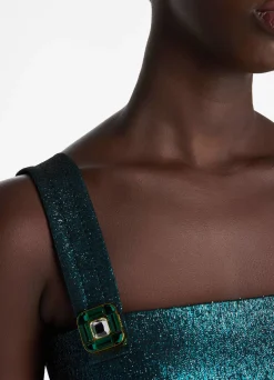 Best St. John Italian Slub Tweed Dress Dark Teal/Black Multi