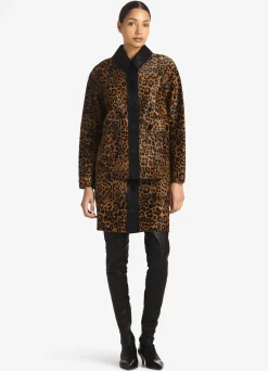 Clearance St. John Leopard Print Calf Hair Jacket Black/Vicuna Multi
