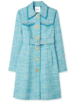 Best St. John Light Textured Eyelash Tweed Jacket Dark Teal/Sage Muti