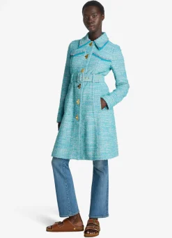 Best St. John Light Textured Eyelash Tweed Jacket Dark Teal/Sage Muti