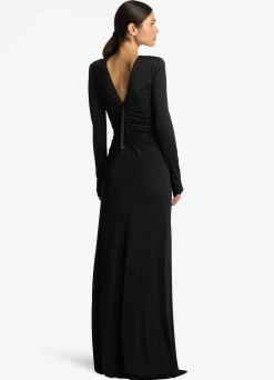 Sale St. John Liquid Jersey Long Sleeve Gown Black