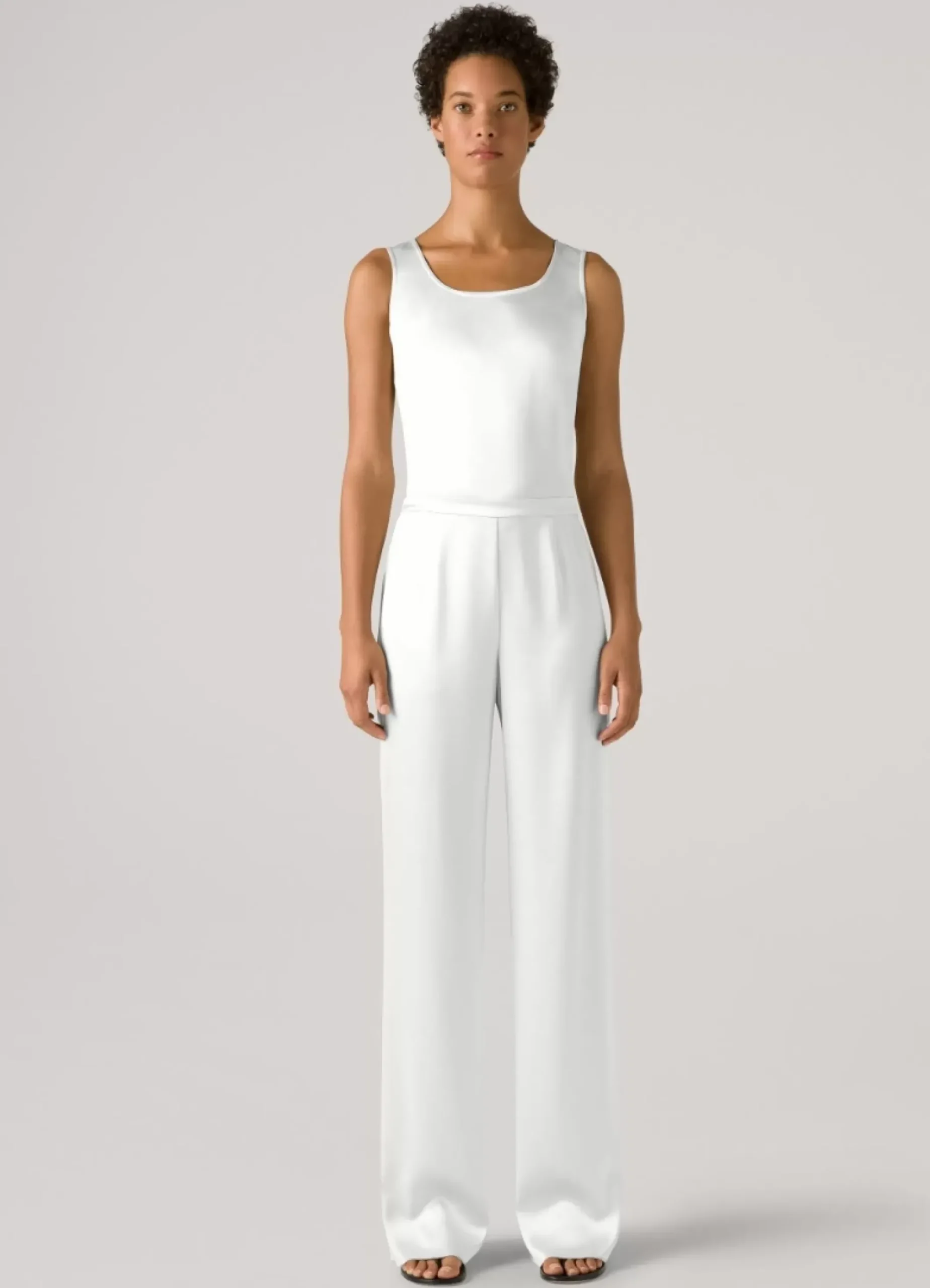 New St. John Liquid Satin Pull-on Pant Cream