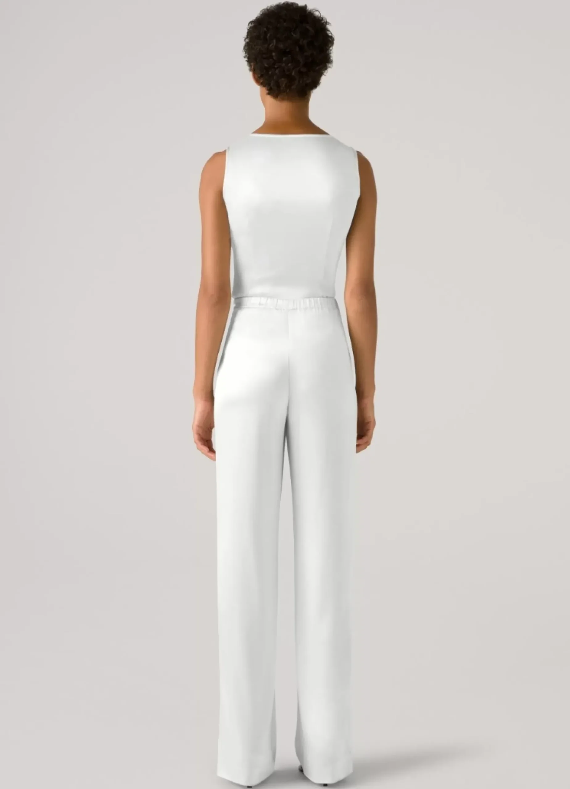New St. John Liquid Satin Pull-on Pant Cream