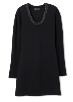 Discount St. John Long Sleeve Stretch Mini Dress Black