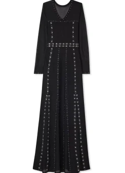 Clearance St. John Long Sleeve Studded Gown Black