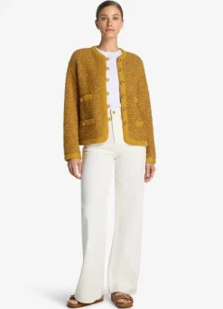 Best St. John Lurex and Eyelash Textured Signature Knit Jacket Marigold Multi
