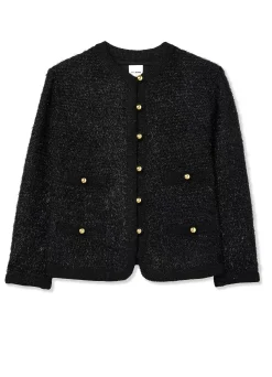Best St. John Lurex and Eyelash Textured Signature Knit Jacket Black