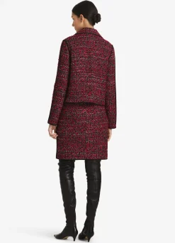 St. John Lurex Bouclette Tweed Jacket Crimson/Black Multi