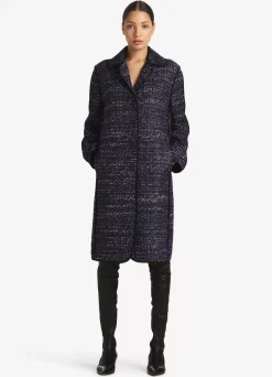 New St. John Lurex Bouclette Tweed Long Jacket Purple/Black Multi