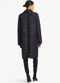 New St. John Lurex Bouclette Tweed Long Jacket Purple/Black Multi