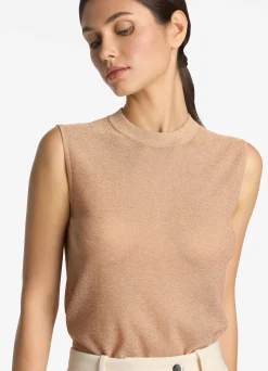 Clearance St. John Lurex Jersey Knit Shell Light Blossom