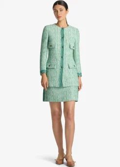 Online St. John Lurex Slub Tweed Jacket Jade Multi