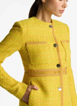 Clearance St. John Lurex Tweed and Organza Jacket Sunflower Multi