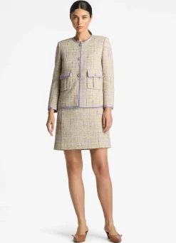 Discount St. John Lurex Tweed Pocket Jacket Amethyst/Dusty Lavender Multi