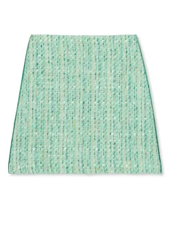 New St. John Lurex Tweed Short Skirt Jade Multi