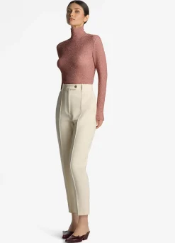 Outlet St. John Metallic Knit Turtleneck Top Macaroon