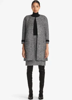 Hot St. John Metallic Tweed Houndstooth Jacket Black/Light Hyacinth Multi