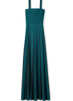 Discount St. John Mixed Knit Embellished Gown Teal