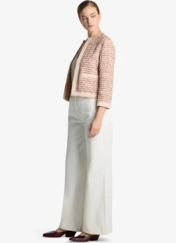 Discount St. John Mixed Media Jacket Blossom/Dark Claret Multi