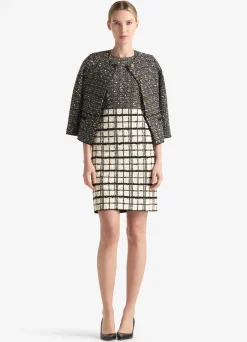 Clearance St. John Multi Slub Tweed Jacket Ecru/Black Multi