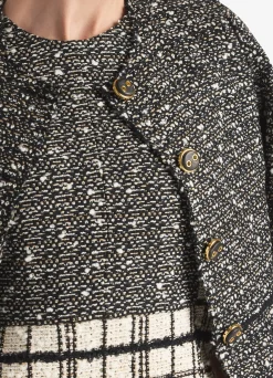 Clearance St. John Multi Slub Tweed Jacket Ecru/Black Multi