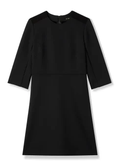 Online St. John Nylon Double Knit 3/4 Sleeve Dress Black