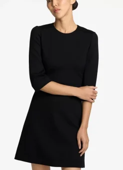 Online St. John Nylon Double Knit 3/4 Sleeve Dress Black
